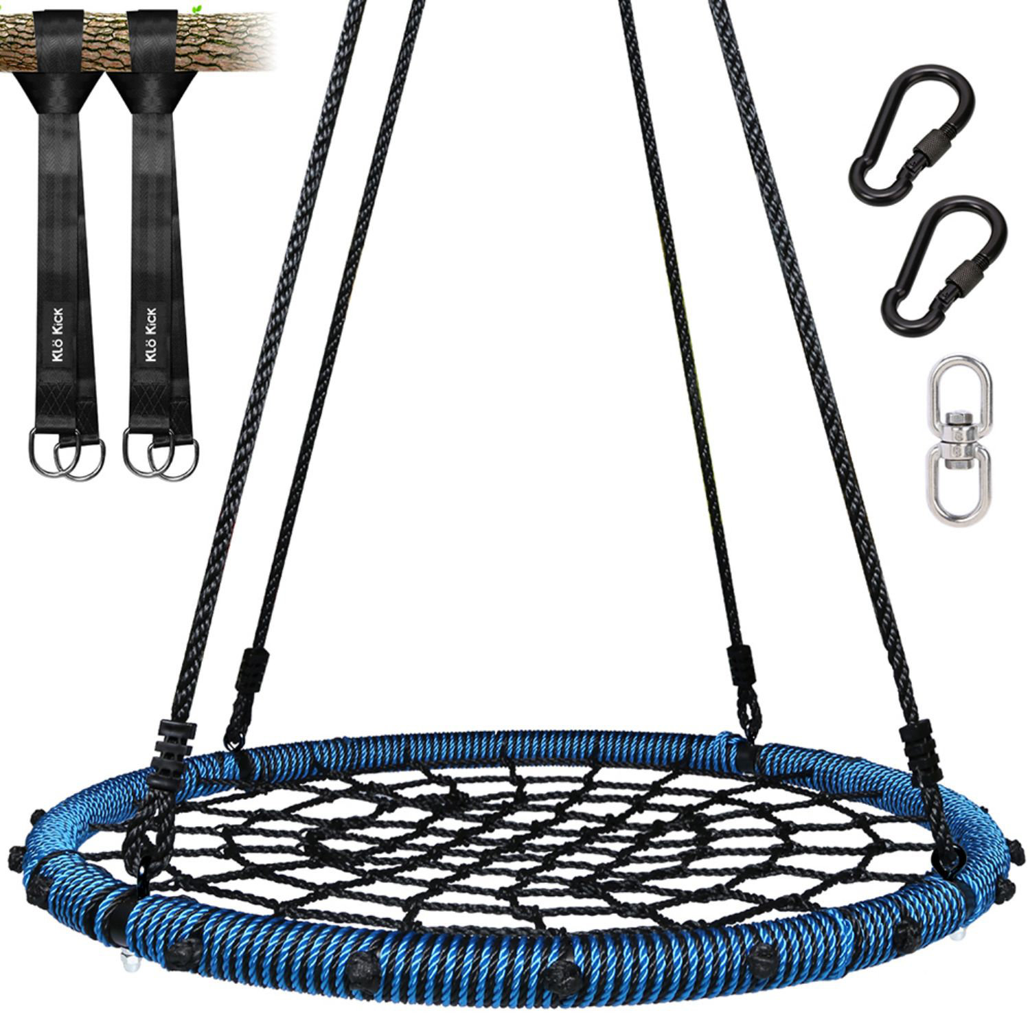 Klo Kick 750lbs Spider Web Tree Swing 45 inch with Swivel